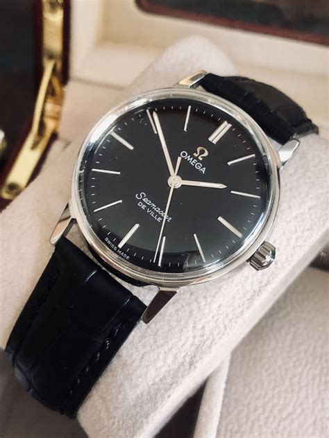 omega black face watch|vintage omega watch black face.